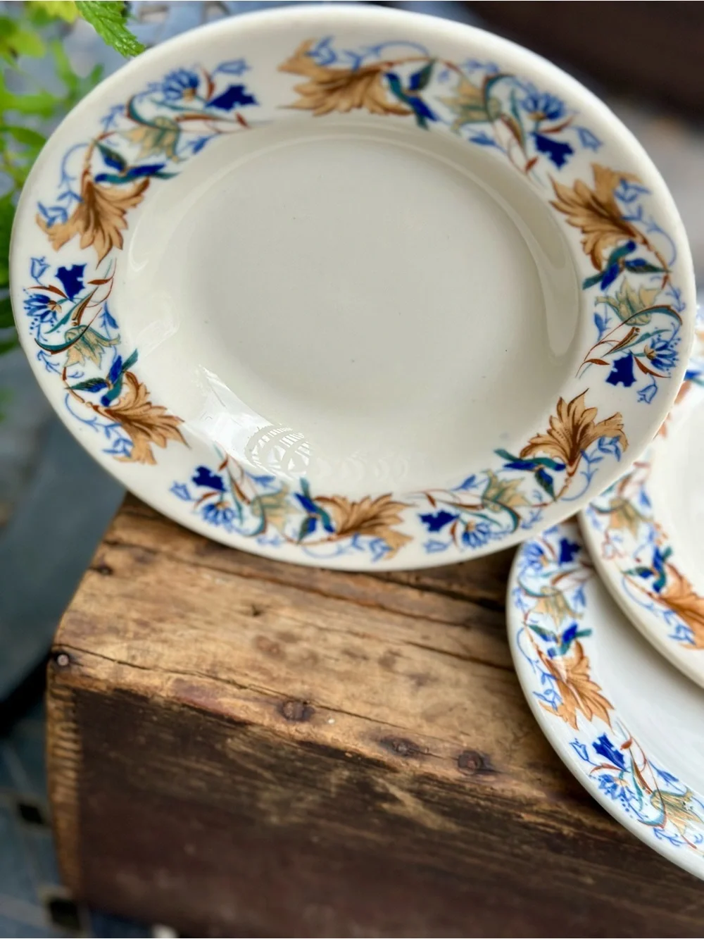 Vintage Syracuse China Old Ivory Floral Plates & Bowl Set of 3 USA